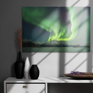 alaska aurora knik river lights up (metal prints)